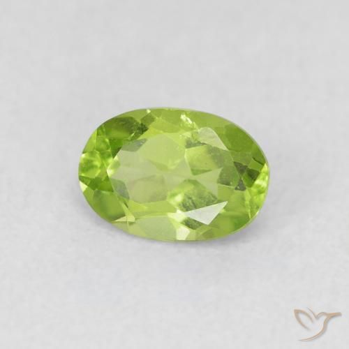 Peridoto verde vivo Natural 0.86ct, oval, VS
