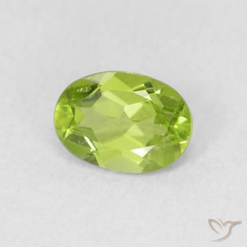 Peridoto verde vivo Natural 0.91ct, oval, VS