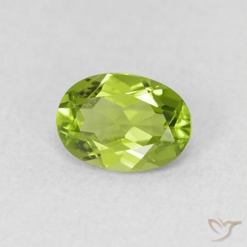 Peridoto verde vivo Natural 0.86ct, oval, VS