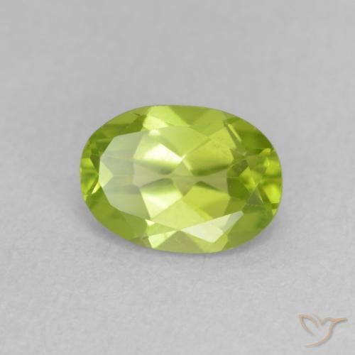 Peridoto verde vivo Natural 0.88ct, oval, VS
