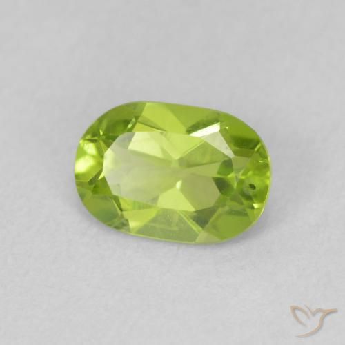 Peridoto Verde amarelado vivo Natural 0.86ct, oval, VS