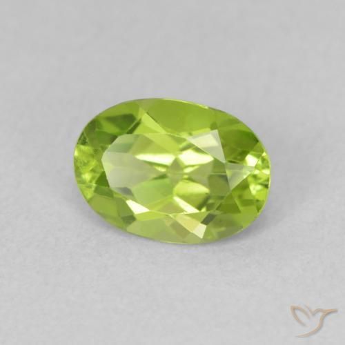 Peridoto verde vivo Natural 0.92ct, oval, VS