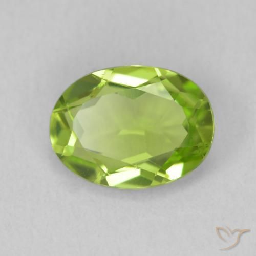 Peridoto verde vivo Natural 1.18ct, oval, VS
