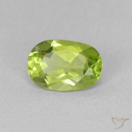 Peridoto Verde amarelado vivo Natural 0.84ct, oval, VS