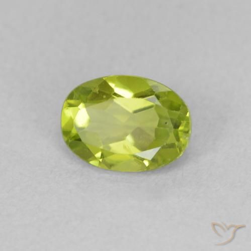 Peridoto verde vivo Natural 0.94ct, oval, VVS-VS