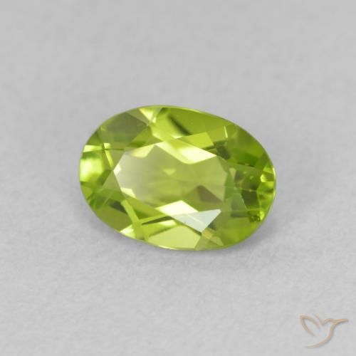 Peridoto verde vivo Natural 0.92ct, oval, VVS-VS
