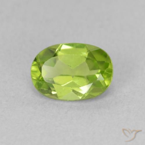 Peridoto verde vivo Natural 0.92ct, oval, VVS-VS