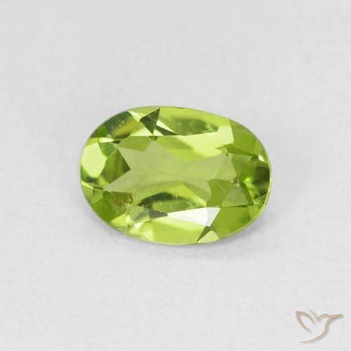 Peridoto verde vivo Natural 0.77ct, oval, VVS