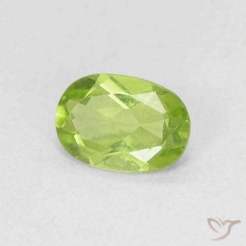 Peridoto verde vivo Natural 0.79ct, oval, VVS