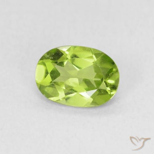 Peridoto verde vivo Natural 0.79ct, oval, VVS-VS