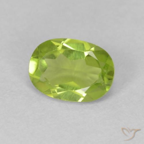 Peridoto verde vivo Natural 0.86ct, oval, VVS