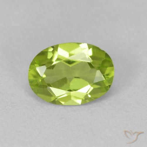 Peridoto verde vivo Natural 0.78ct, oval, VVS