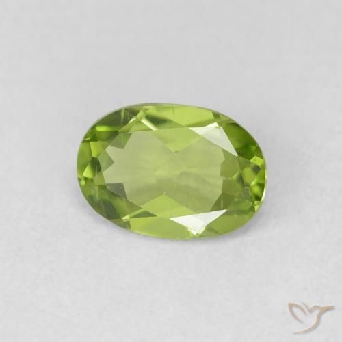 Peridoto verde vivo Natural 0.73ct, oval, VVS-VS