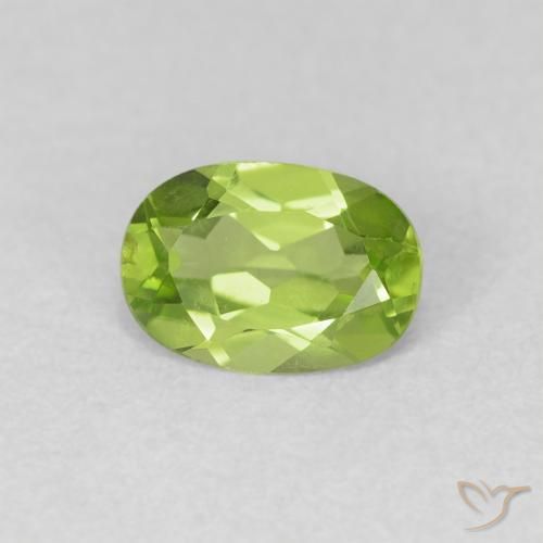 Peridoto verde vivo Natural 0.80ct, oval, VVS-VS