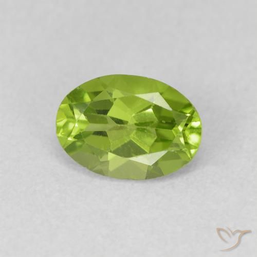 Peridoto verde vivo Natural 0.93ct, oval, VVS-VS