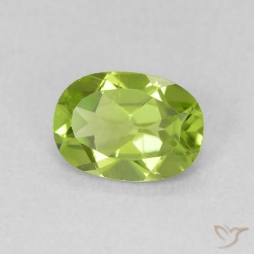 Peridoto verde vivo Natural 0.84ct, oval, VS