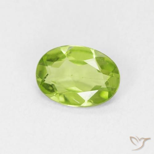 Peridoto verde vivo Natural 0.72ct, oval, VVS-VS
