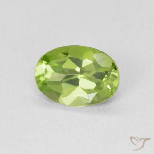 Peridoto verde vivo Natural 0.83ct, oval, VVS-VS