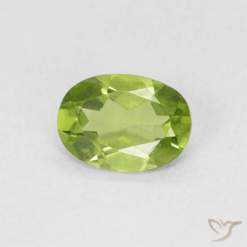 Peridoto Verde Vivo Claro Natural 0.80ct, oval, VVS-VS