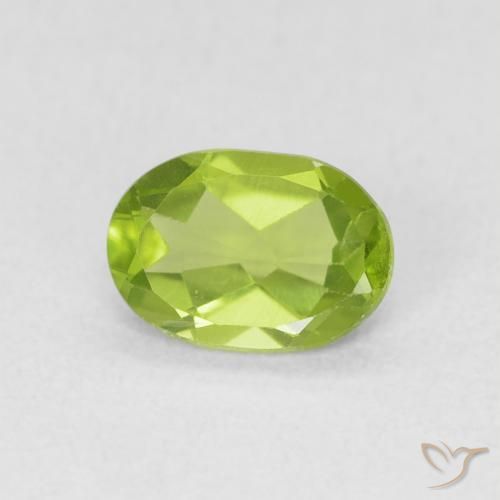 Peridoto verde vivo Natural 0.78ct, oval, VS