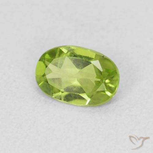 Peridoto verde vivo Natural 0.73ct, oval, VS