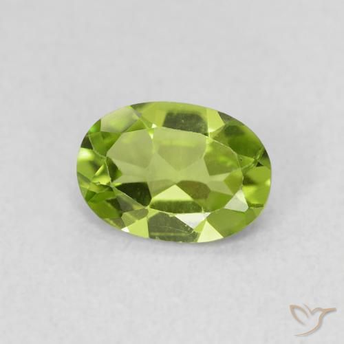 Peridoto verde vivo Natural 0.78ct, oval, VS