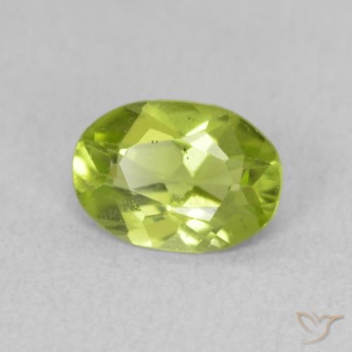 Peridoto Verde amarelado vivo Natural 0.75ct, oval, VS