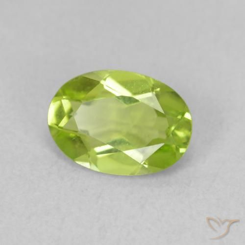 Peridoto verde vivo Natural 0.85ct, oval, VVS-VS