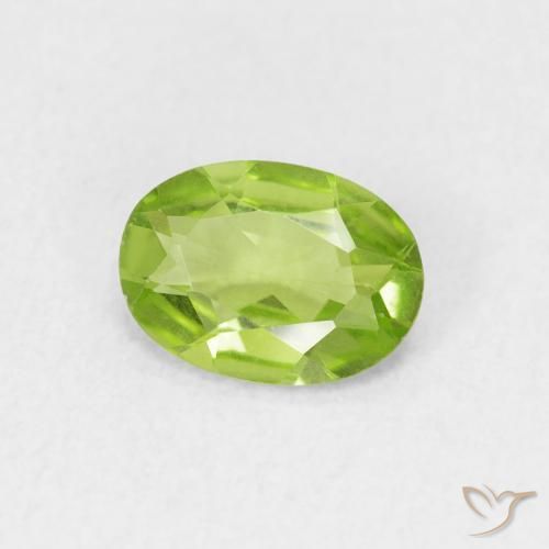 Peridoto verde vivo Natural 0.72ct, oval, VVS-VS