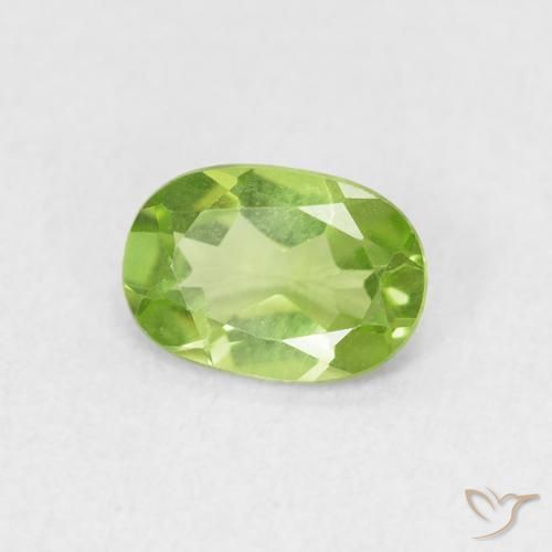 Peridoto verde vivo Natural 0.77ct, oval, VVS-VS