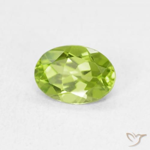 Peridoto verde vivo Natural 0.83ct, oval, VVS-VS