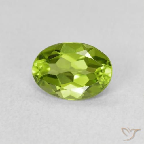 Peridoto verde vivo Natural 0.83ct, oval, VS