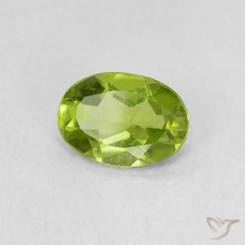 Peridoto verde vivo Natural 0.74ct, oval, VS