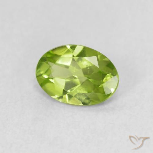 Peridoto verde vivo Natural 0.74ct, oval, VS