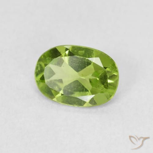 Peridoto verde vivo Natural 0.79ct, oval, VS