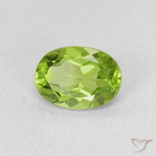Peridoto verde vivo Natural 0.95ct, oval, VS