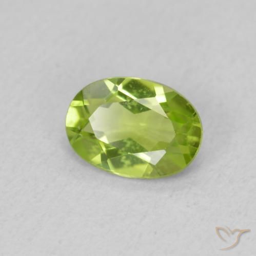 Peridoto verde vivo Natural 0.84ct, oval, VVS-VS