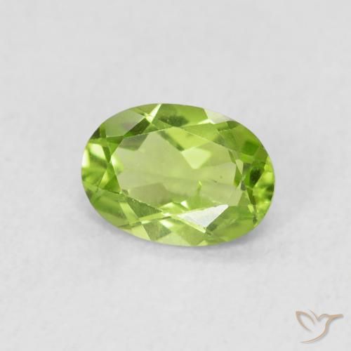 Peridoto verde vivo Natural 0.83ct, oval, VS