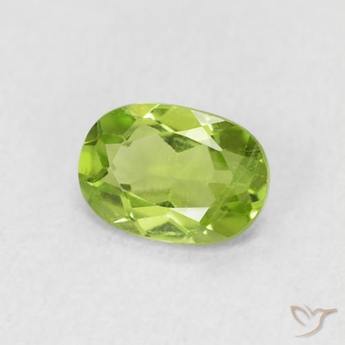 Peridoto verde vivo Natural 0.88ct, oval, VS