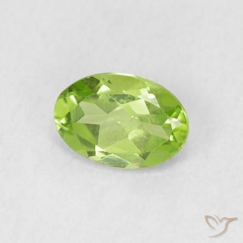 Peridoto verde vivo Natural 0.84ct, oval, VS