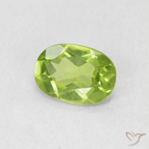 Peridoto verde vivo Natural 0.85ct, oval, VS