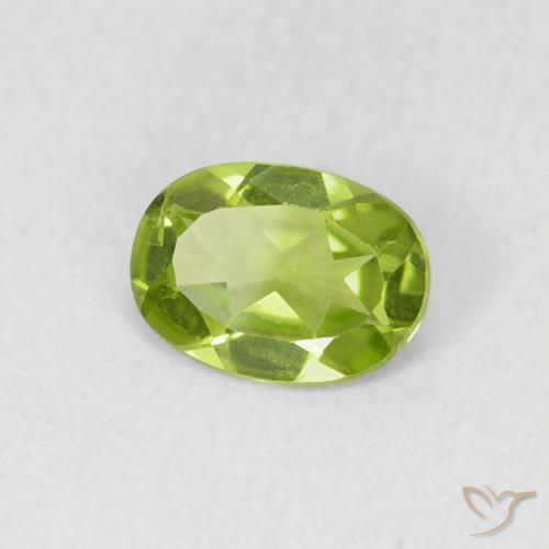 Peridoto verde vivo Natural 0.74ct, oval, VS