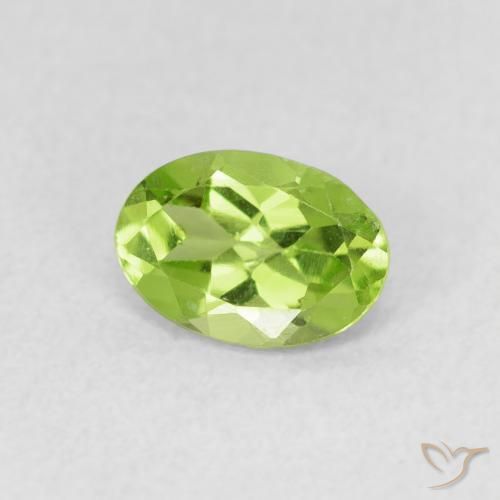 Peridoto verde vivo Natural 0.78ct, oval, VS
