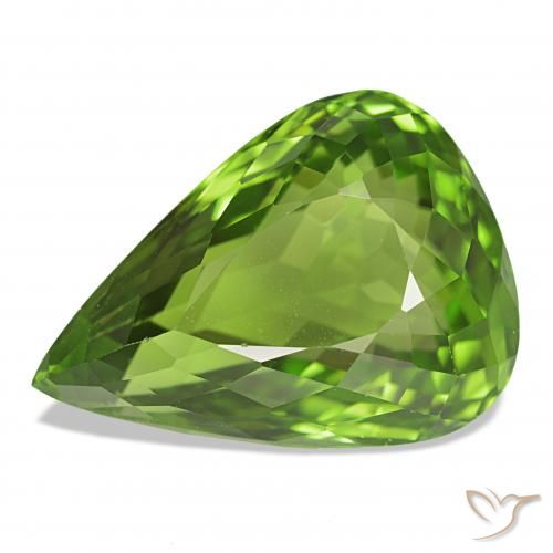Peridoto verde vivo Natural 11.98ct, Formato de pêra, VVS-VS