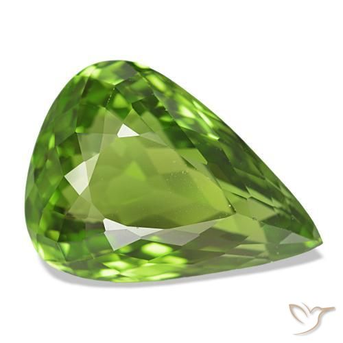 Peridoto verde vivo Natural 11.98ct, Formato de pêra, VVS-VS
