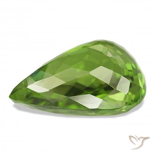 Peridoto verde vivo Natural 11.98ct, Formato de pêra, VVS-VS