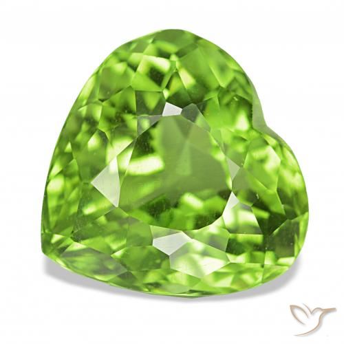 Peridoto verde vivo Natural 6.01ct, Coração, VVS-VS