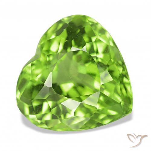 Peridoto verde vivo Natural 6.01ct, Coração, VVS-VS