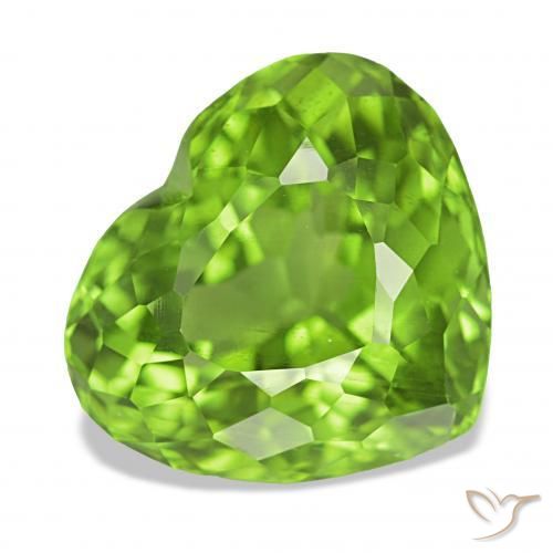 Peridoto Verde médio Natural 6.28ct, Coração, VVS-VS