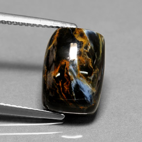 Pietersita multicolorido natural 4,96ct, almofada cortada, opaco